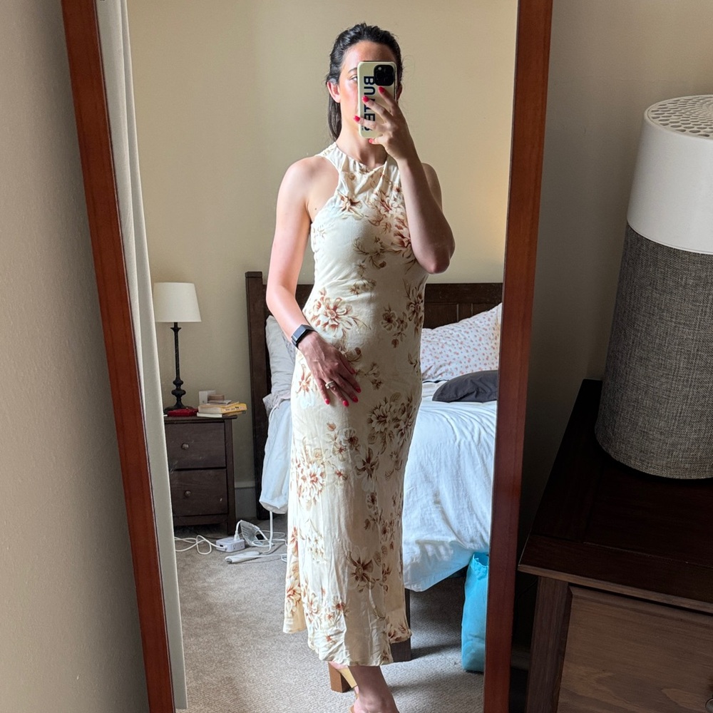 Floral Cream Sleeveless Dress